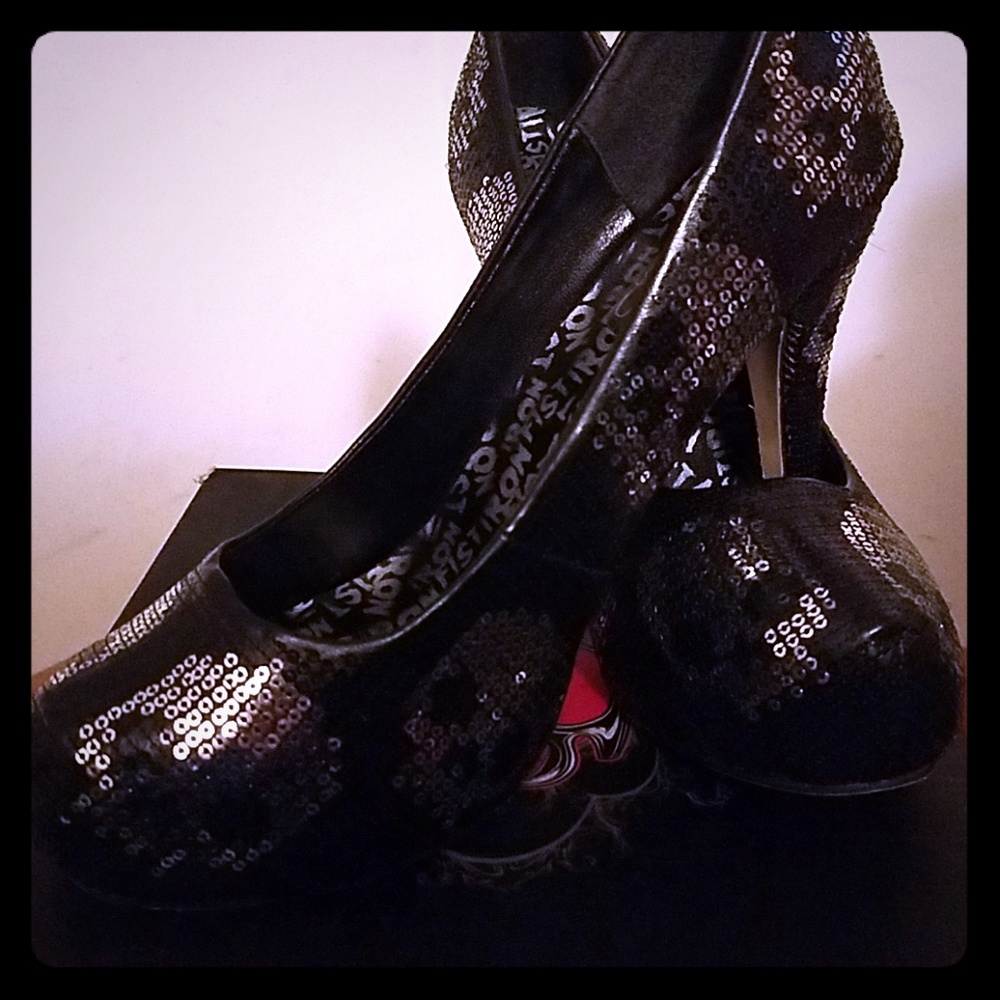 Sequin Skull Iron Fist Heels